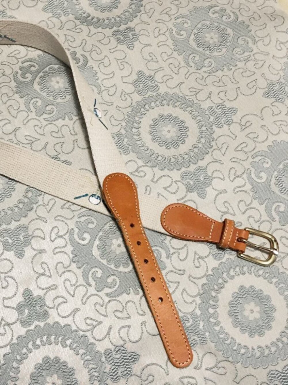 TABI Genuine Leather Golf Belt Cream & Brandy Made in Canada Preppy